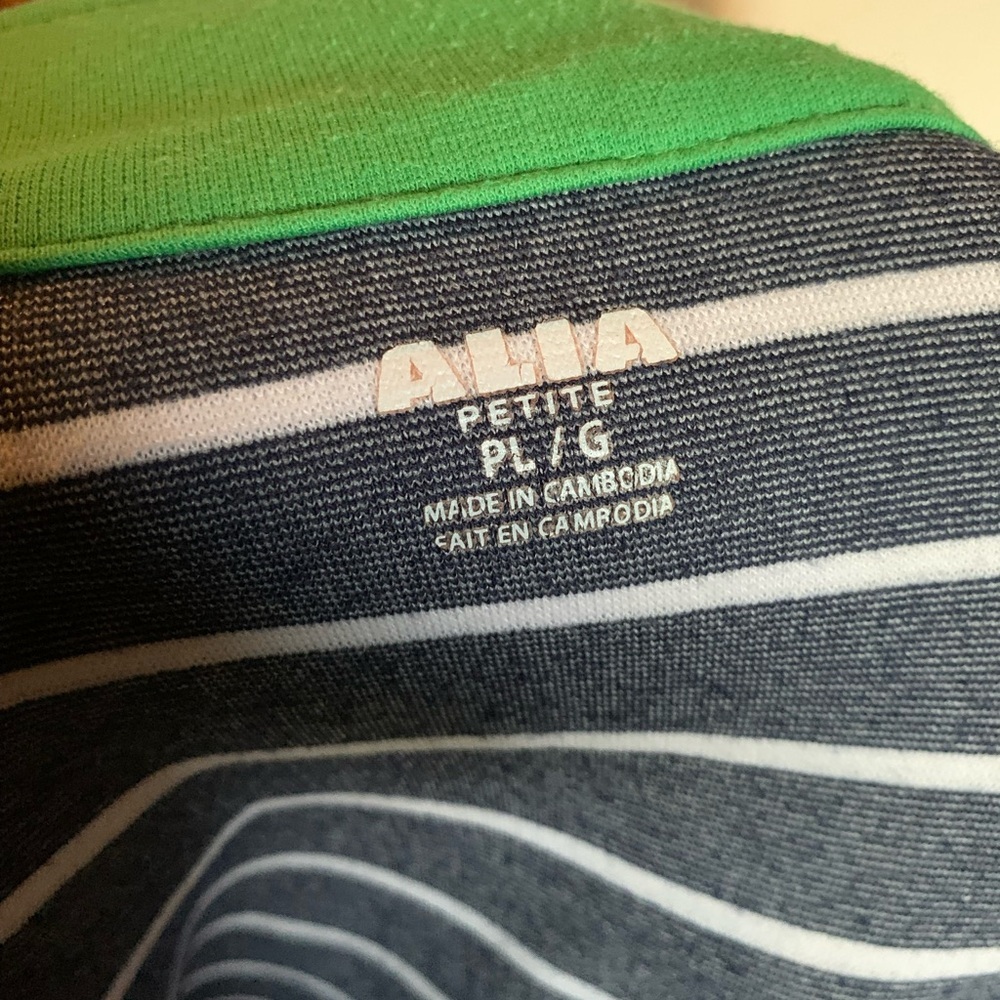 Alia Navy and Green and White Striped‎ Top Thick Warm Fall Jacket - Picture 6 of 7